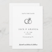 Minimalistische hand getekend Script Wedding opsla Save The Date (Voorkant / Achterkant)