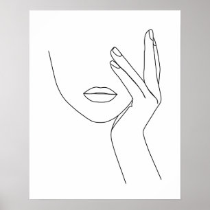 Minimalistische hand op het gezicht van de vrouw l poster