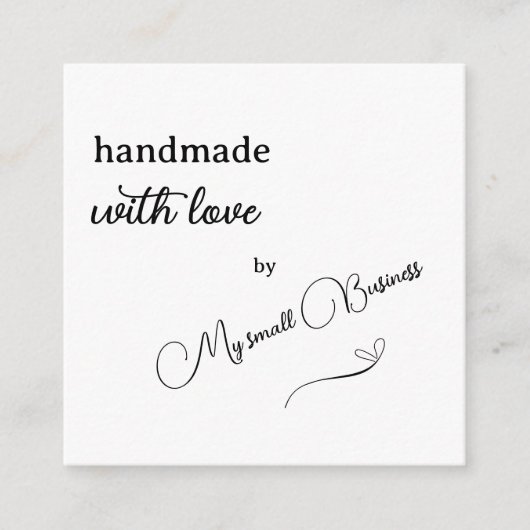 Minimalistische handgemaakt met liefde dank u informatiekaartje (Voorkant)