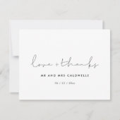 Minimalistische handgeschreven bruiloft Liefde & b Bedankkaart (Voorkant)