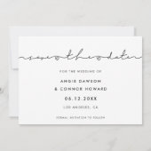 Minimalistische handgeschreven foto save the date  (Achterkant)