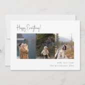 Minimalistische handgeschreven script multi foto v feestdagenkaart (Voorkant)