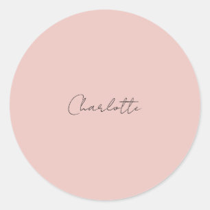 Minimalistische Handgeschreven Script Naam Roos Go Ronde Sticker