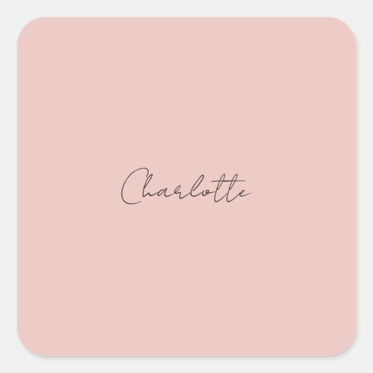 Minimalistische Handgeschreven Script Naam Roos Go Vierkante Sticker (Voorkant)