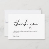 Minimalistische handgeschreven script zwart bruids bedankkaart (Voorkant)