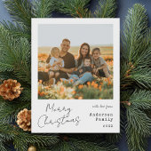 Minimalistische handgeschreven vrolijke kerstfoto feestdagenkaart