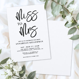 Minimalistische Handgeschreven Zwarte Script Bruid Kaart