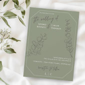 Minimalistische handgetekende bladeren groene foto kaart