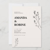 Minimalistische handgetekende bloemenbruiloft uitn kaart (Voorkant)