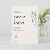 Minimalistische handgetekende bloemenbruiloft uitn kaart (Staand voorkant)