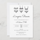 Minimalistische handgetekende lingerie bruidsdouch kaart (Voorkant)