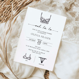 Minimalistische handgetekende lingerie bruidsfeest kaart