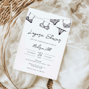 Minimalistische handgetekende lingerie douche kaart