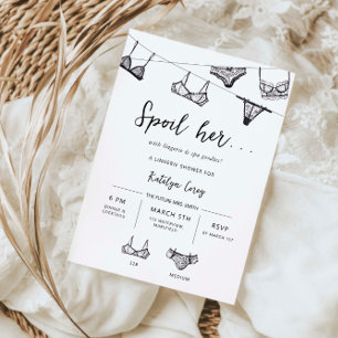 Minimalistische handgetekende lingerie douche kled kaart