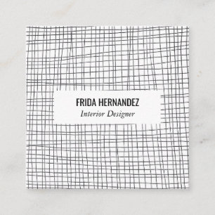 Minimalistische handgetekende Stripes Grid Lines C Vierkante Visitekaartje
