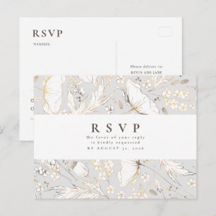 Minimalistische handgetekende wilde bloemen die RS Briefkaart