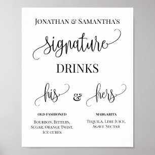 Minimalistische handtekening Drink koppels bruilof Poster
