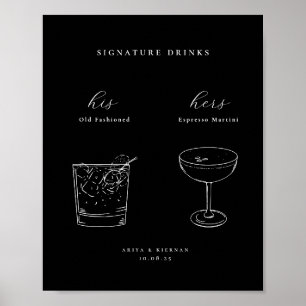Minimalistische handtekening Drink Poster