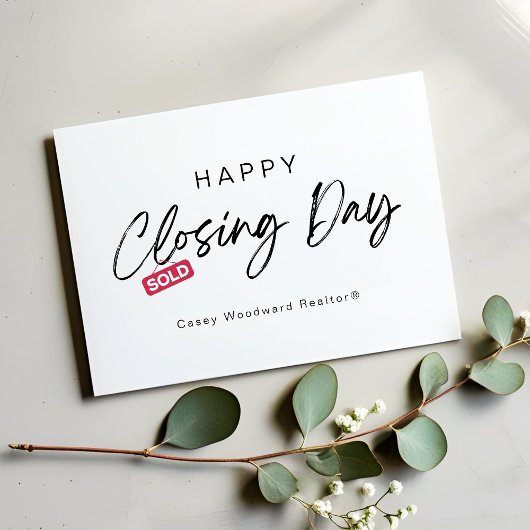 Minimalistische Happy Closing Day-Kaart van Realto Kaart