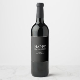 MINIMALISTISCHE HAPPY HALLOWEEN WIJNFLESETIKETTEN WIJN ETIKET