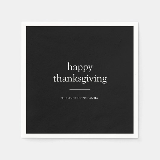 Minimalistische Happy Thanksgiving gepersonaliseer Servet (Voorkant)