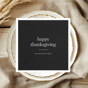 Minimalistische Happy Thanksgiving gepersonaliseer Servet