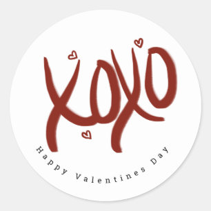 Minimalistische Happy Valentijnsdag Lettering Hart Ronde Sticker
