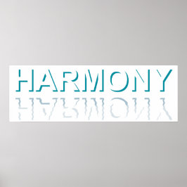 Minimalistische HARMONY-tekst waterreflectie & sch Poster