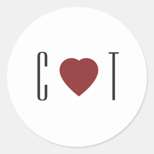 Minimalistische hart bruiloft ronde sticker (Voorkant)