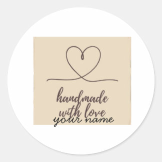 Minimalistische Hart Handgemaakt met Liefde Kleine Ronde Sticker