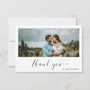 Minimalistische Hart Simpele Script Foto Huwelijk Bedankkaart