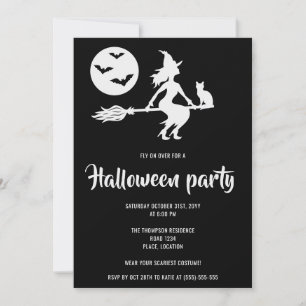 Minimalistische Hek Zwart-Wit Halloweenfeest Kaart