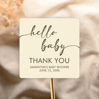Minimalistische Hello Baby Baby Shower Vierkante Sticker