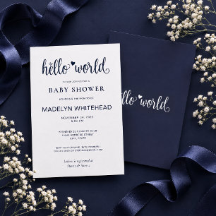 Minimalistische 'Hello World' Baby Shower in marin Kaart