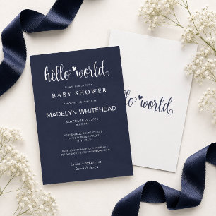 Minimalistische 'Hello World' Baby Shower in marin Kaart