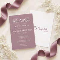 Minimalistische Hello World Baby Shower Mauve