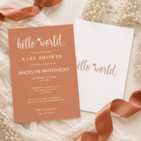 Minimalistische Hello World Baby Shower Terracotta