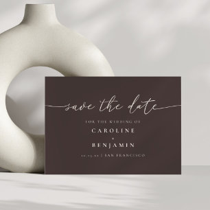 Minimalistische herfst bruine script trouw QR-code Save The Date
