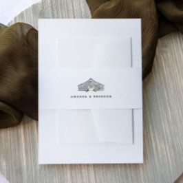 Minimalistische Herfst Schuur Bruiloft Uitnodigingen Wikkel