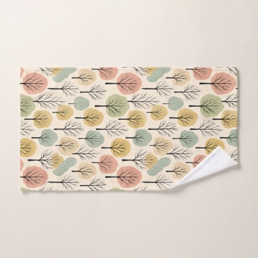 Minimalistische Herfst Tree Pattern Pastel Herfstb Bad Handdoek (Handdoek)