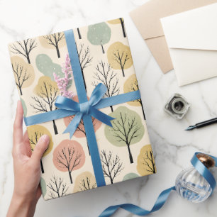 Minimalistische Herfst Tree Pattern Pastel Herfstb Cadeaupapier