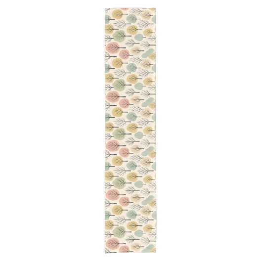 Minimalistische Herfst Tree Pattern Pastel Herfstb Korte Tafelloper (Voorkant)