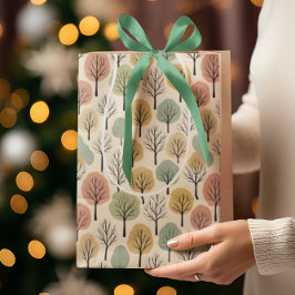 Minimalistische Herfst Tree Pattern Pastel Herfstb Medium Cadeauzakje