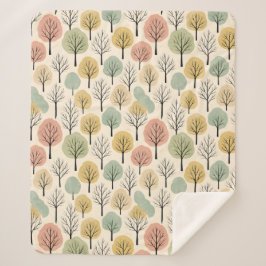 Minimalistische Herfst Tree Pattern Pastel Herfstb Sherpa Deken