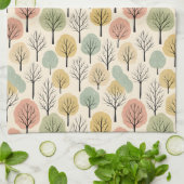 Minimalistische Herfst Tree Pattern Pastel Herfstb Theedoek (Gevouwen)