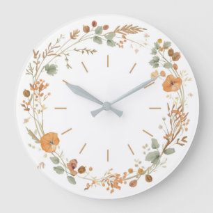 Minimalistische herfst wilde bloemen krans wandklo grote klok