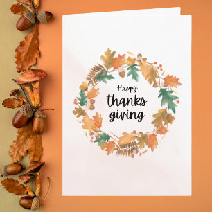Minimalistische herfstkrans Thanksgiving Kaart