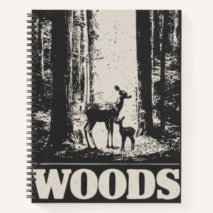 Minimalistische herten en fawn in Bossen    Wild Notitieboek