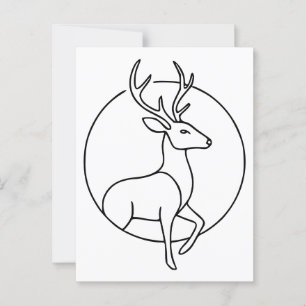 Minimalistische hertenlijn kunst – Bosdier kunst Briefkaart