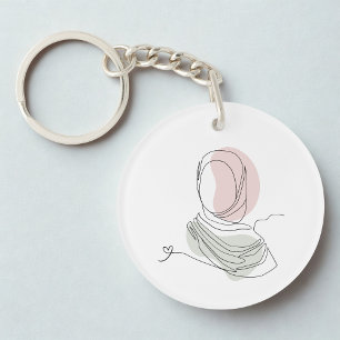 Minimalistische Hijab Lijnkunst Cirkel - Acrylsleu Sleutelhanger